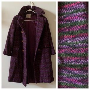 Vintage 60s mod purple wool pea coat